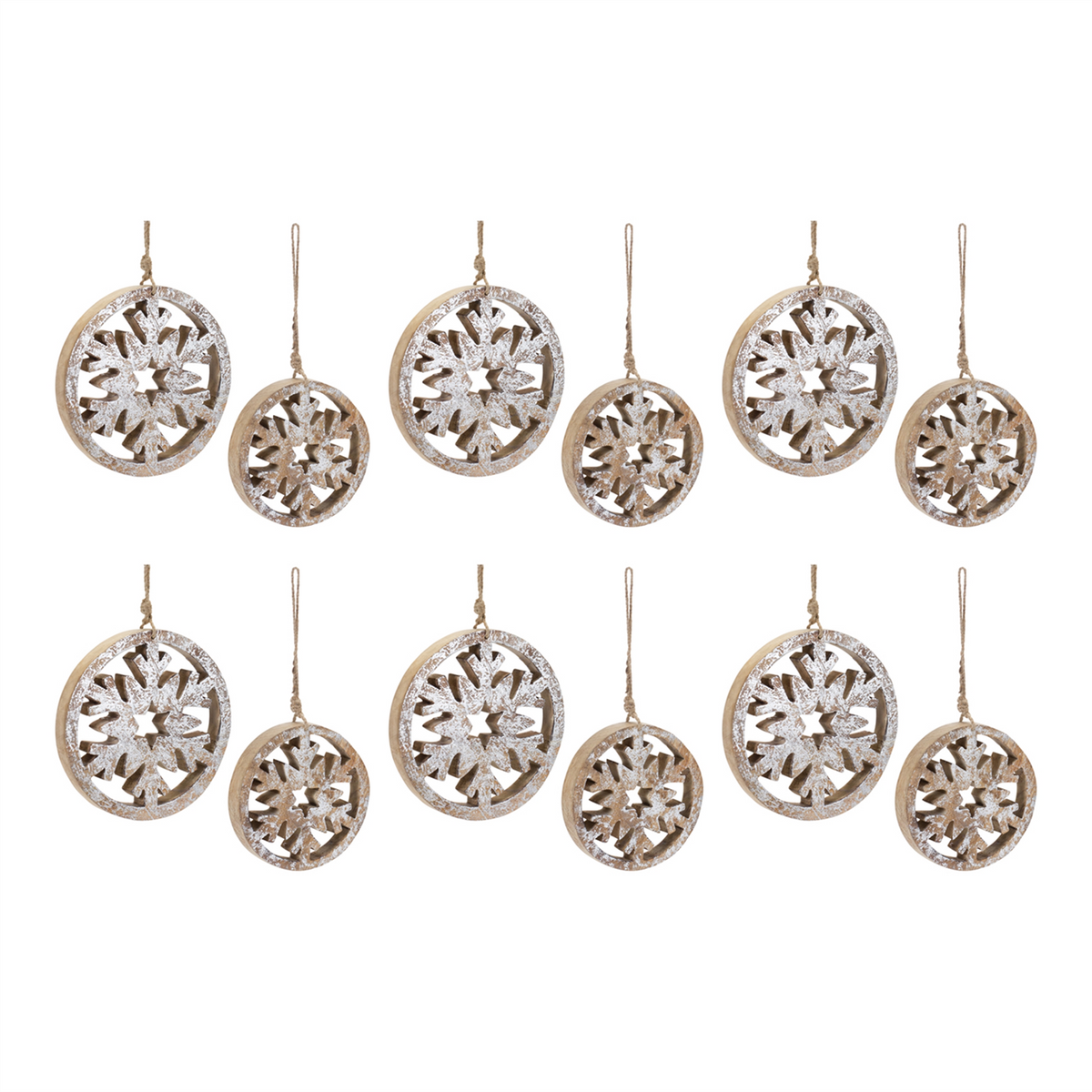 Wood Cut Out Snowflake Ornament (Set of 12) -Ship Only