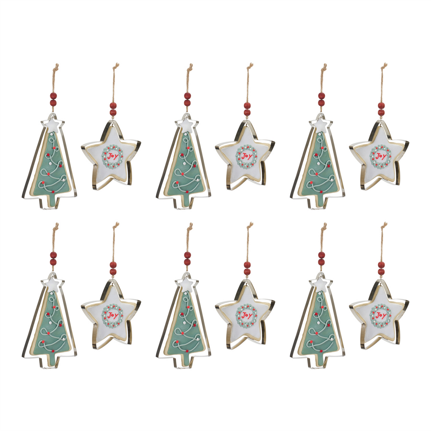 Tree and Star Cookie Cutter Ornament (Set of 12) -Ship Only