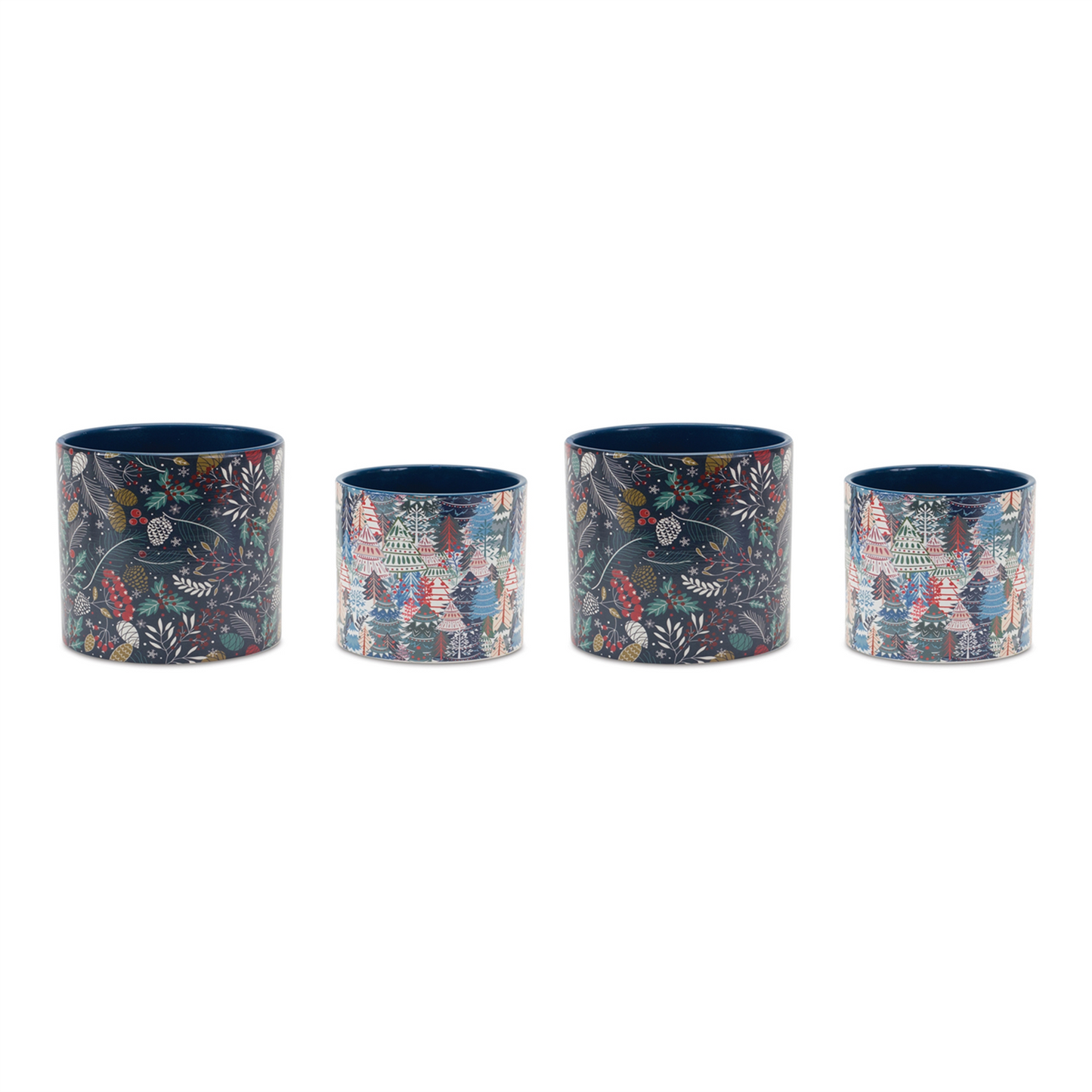 Berry and Pine Tree Holiday Planter (Set of 4) -Ship Only