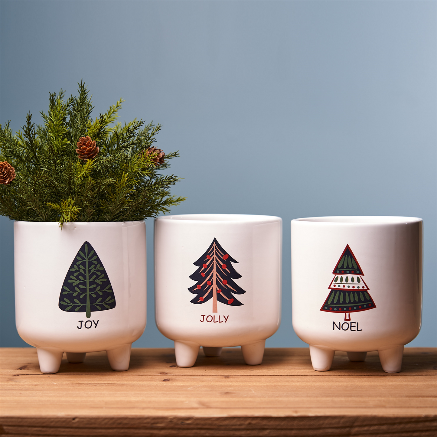 Footed Pine Tree Planter (Set of 3) -Ship Only