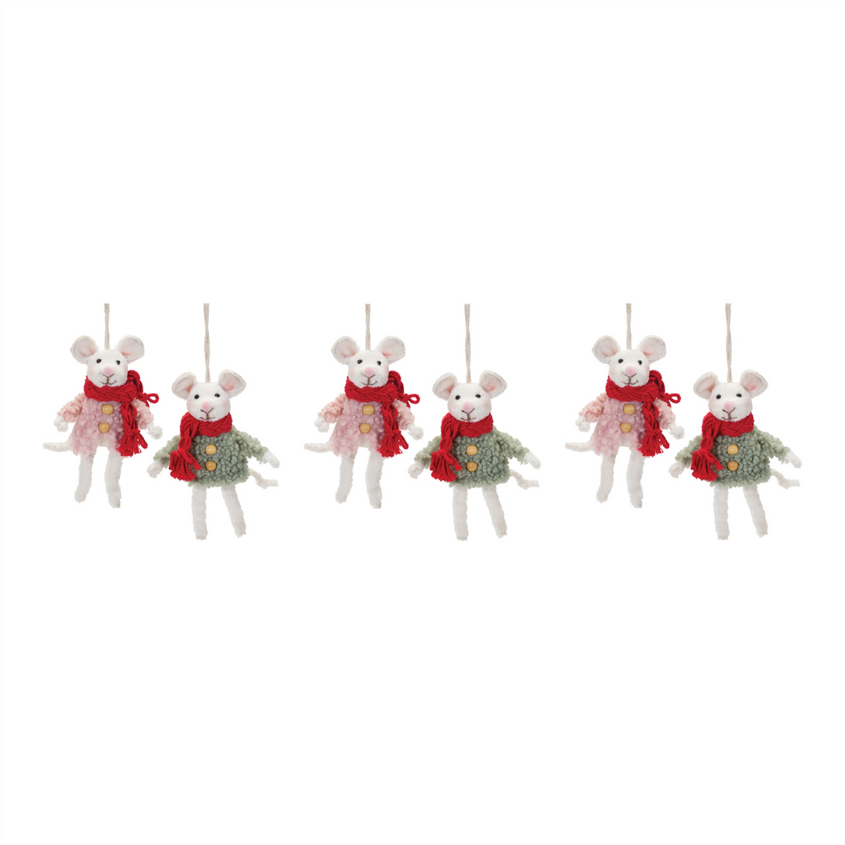 Winter Mouse Ornament (Set of 6) -Ship Only