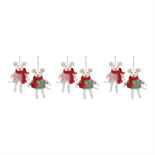 Winter Mouse Ornament (Set of 6) -Ship Only