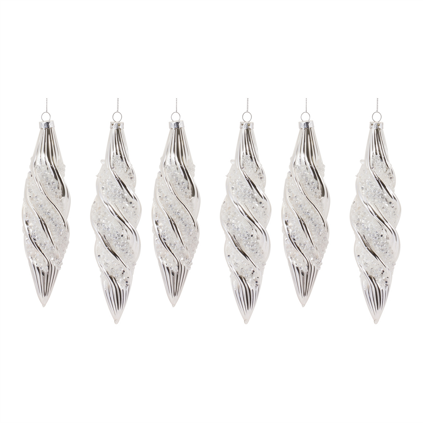 Drop Ornament (Set of 6) 7.25"H, 8"H Glass -Ship Only