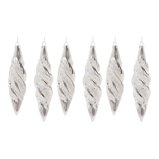 Drop Ornament (Set of 6) 7.25"H, 8"H Glass -Ship Only