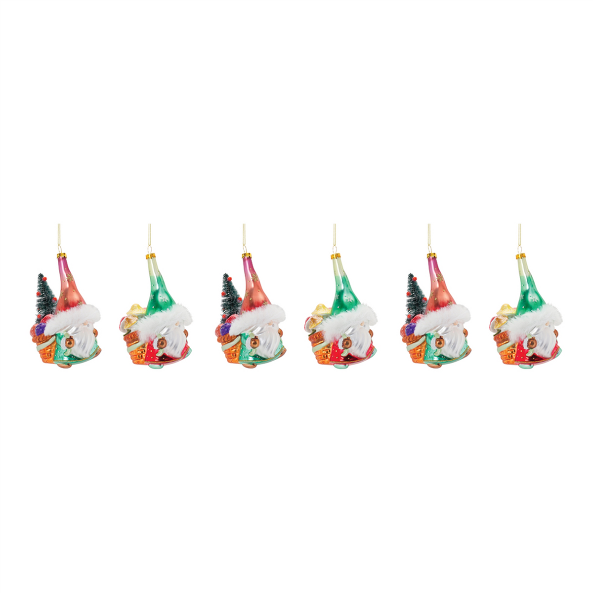 Glass Santa Gnome Ornament (Set of 6) -Ship Only