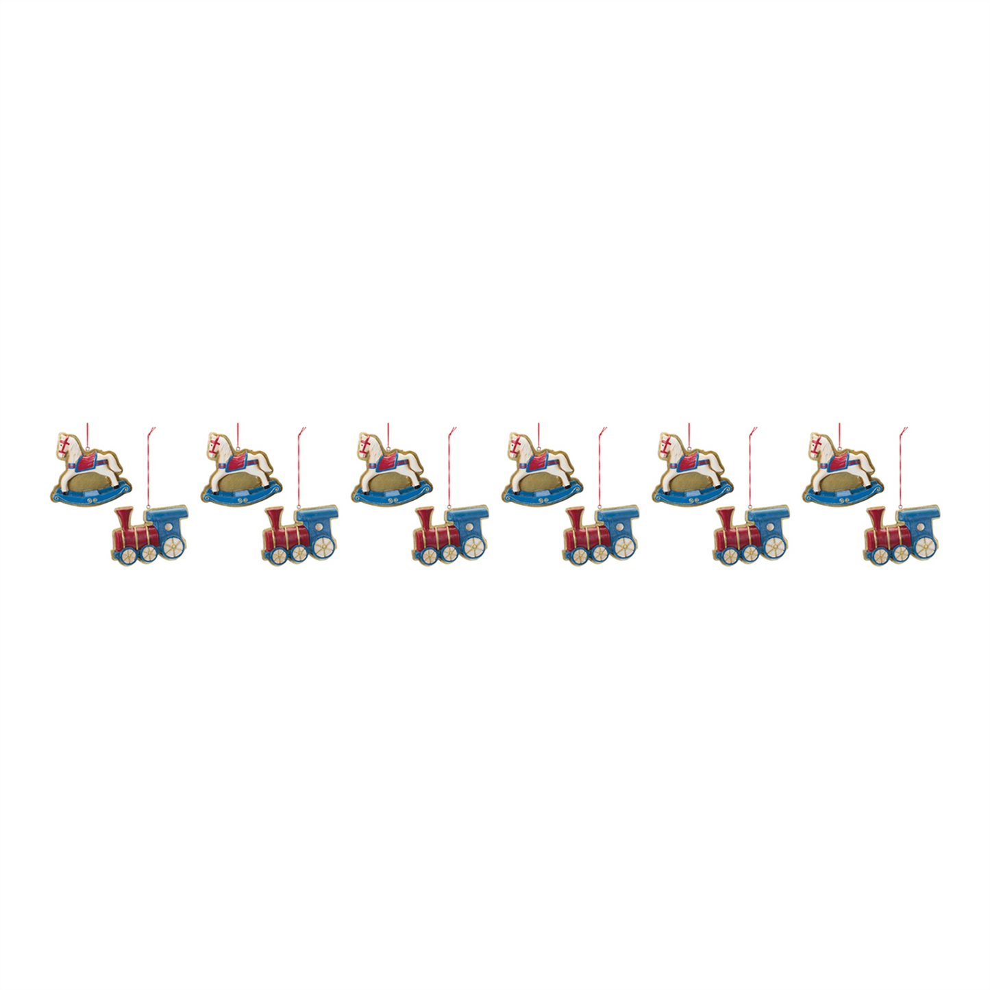 Rocking Horse and Toy Train Ornament (Set of 12) -Ship Only