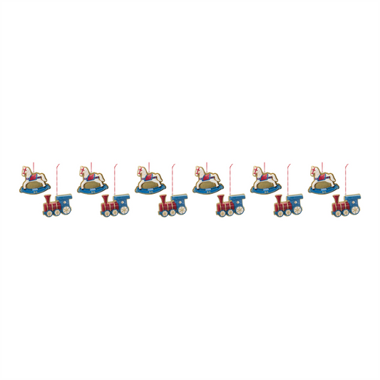Rocking Horse and Toy Train Ornament (Set of 12) -Ship Only