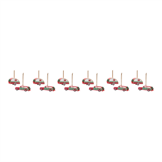 Vintage Camper and Car Ornament (Set of 12)