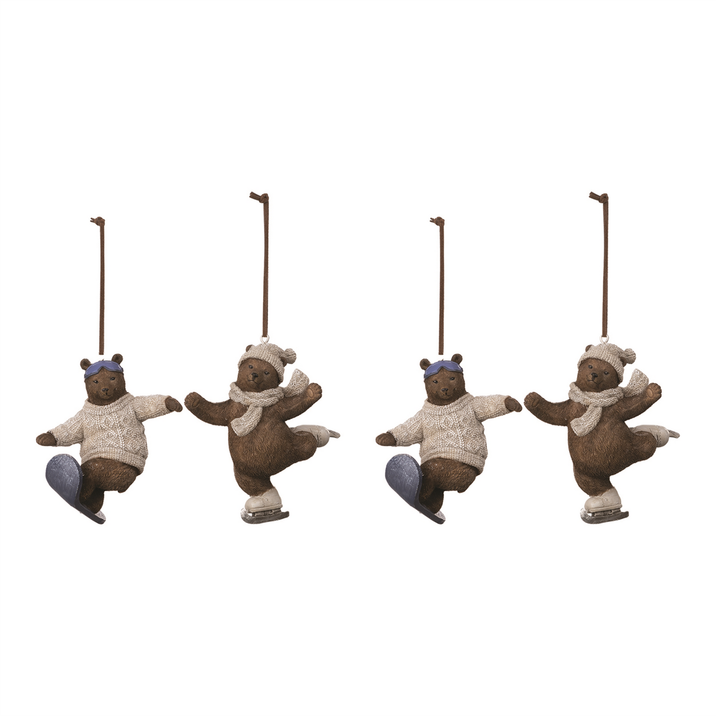 Skate and Snowboard Bear Ornament (Set of 4) -Ship Only