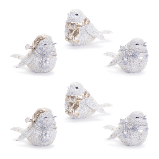 Glittered Winter Bird with Scarf (Set of 6) -Ship Only