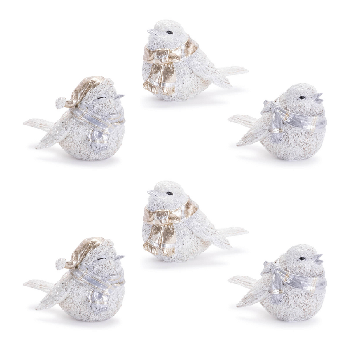Glittered Winter Bird with Scarf (Set of 6) -Ship Only