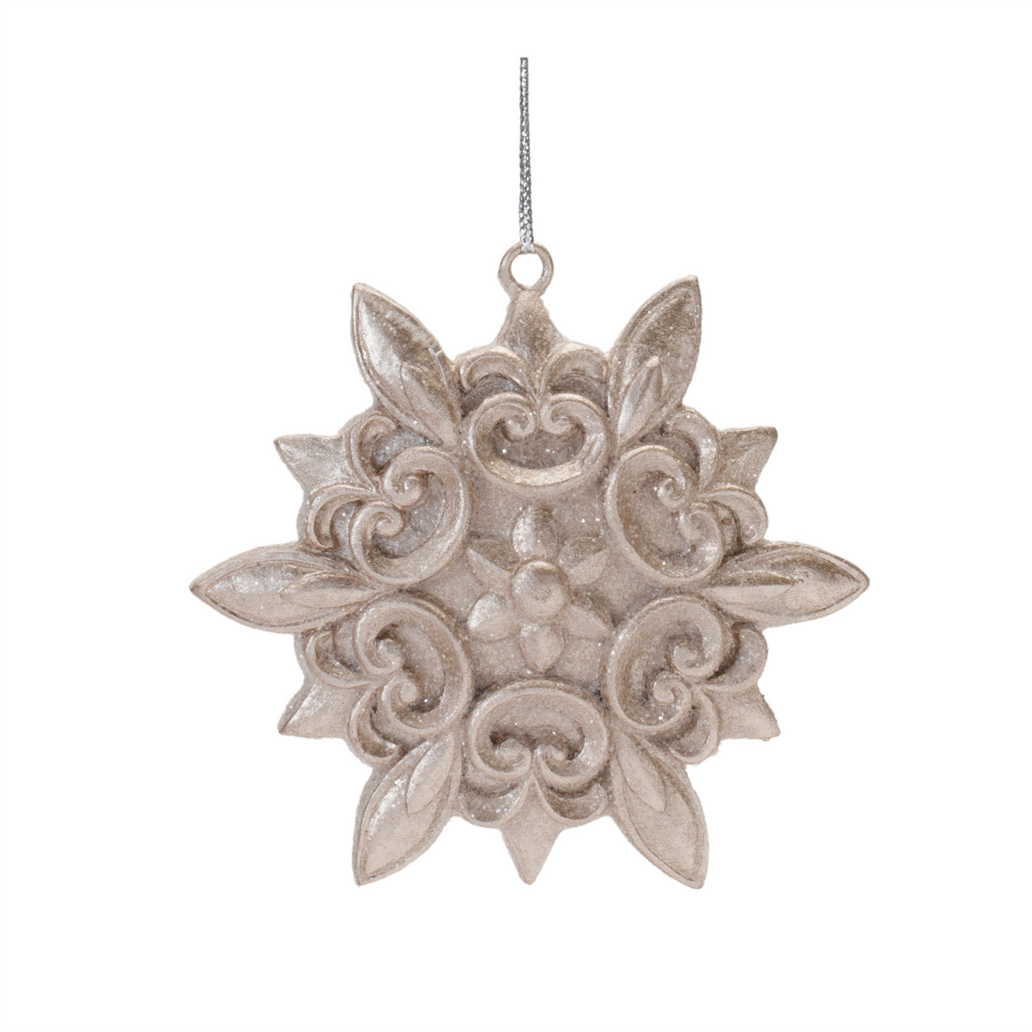 Ornate Champagne Snowflake Ornament (Set of 12) -Ship Only