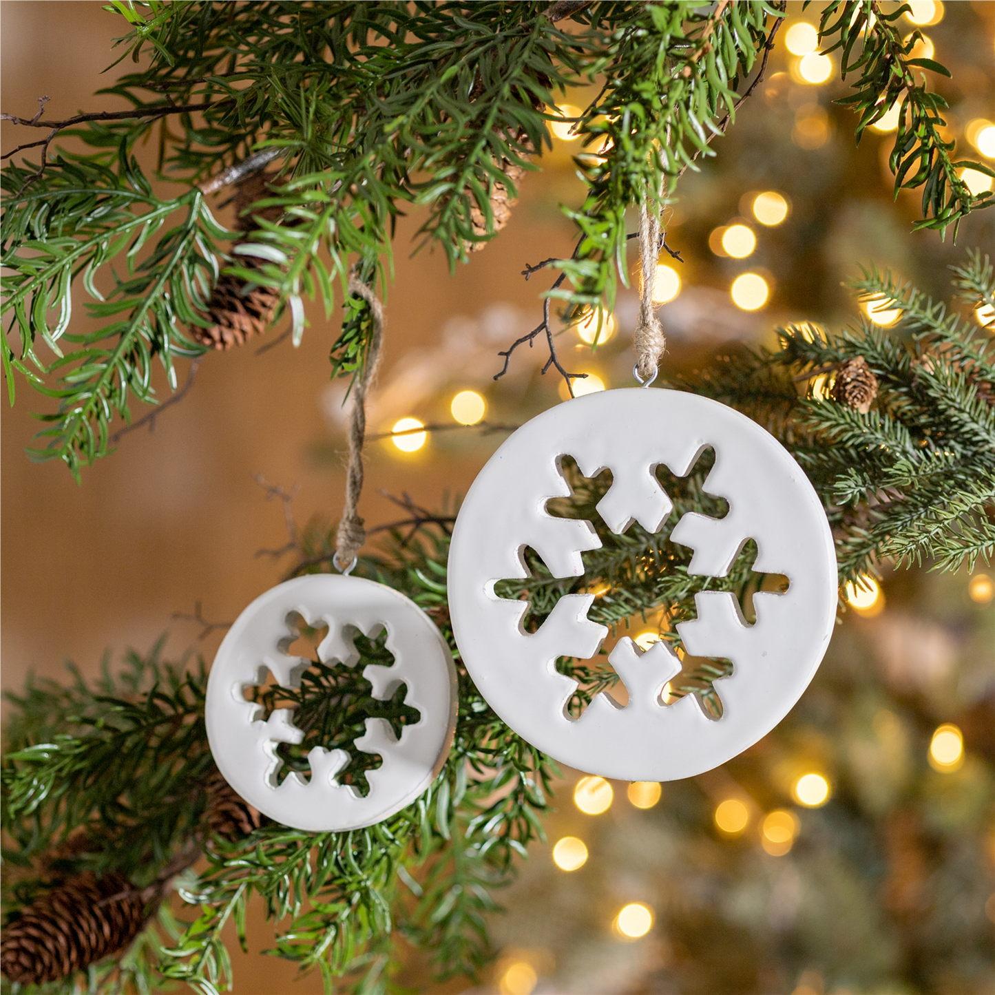 White Wood Snowflake Cut-Out Ornament (Set of 12) -Ship Only