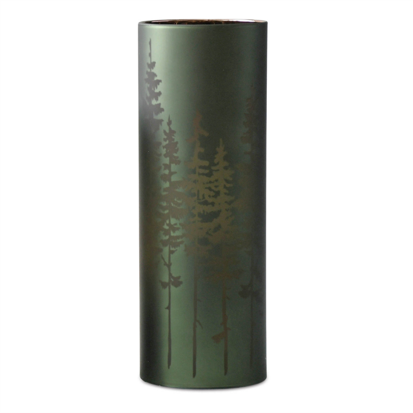 Frosted Pine Trees Glass Candle Holder (Set of 2) -Ship Only