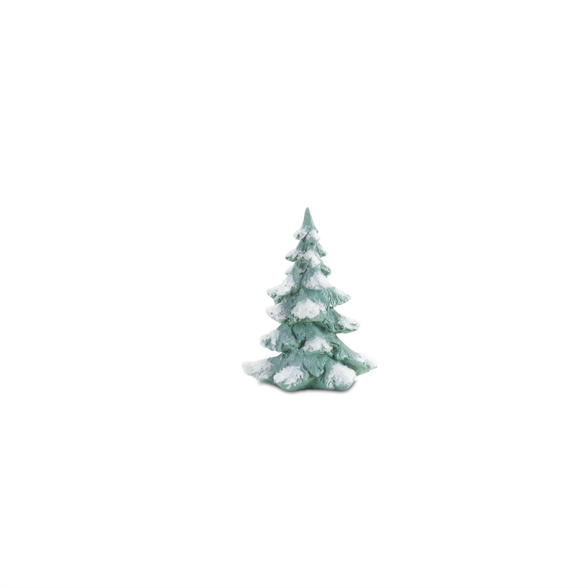 Flocked Seafoam Pine Tree with Carved Design (Set of 4) -Ship Only