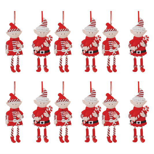 Clay Dough Elf Ornament (Set of 12) -Ship Only