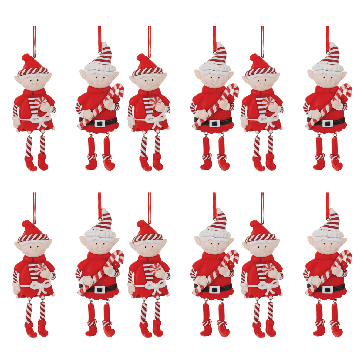 Clay Dough Elf Ornament (Set of 12) -Ship Only