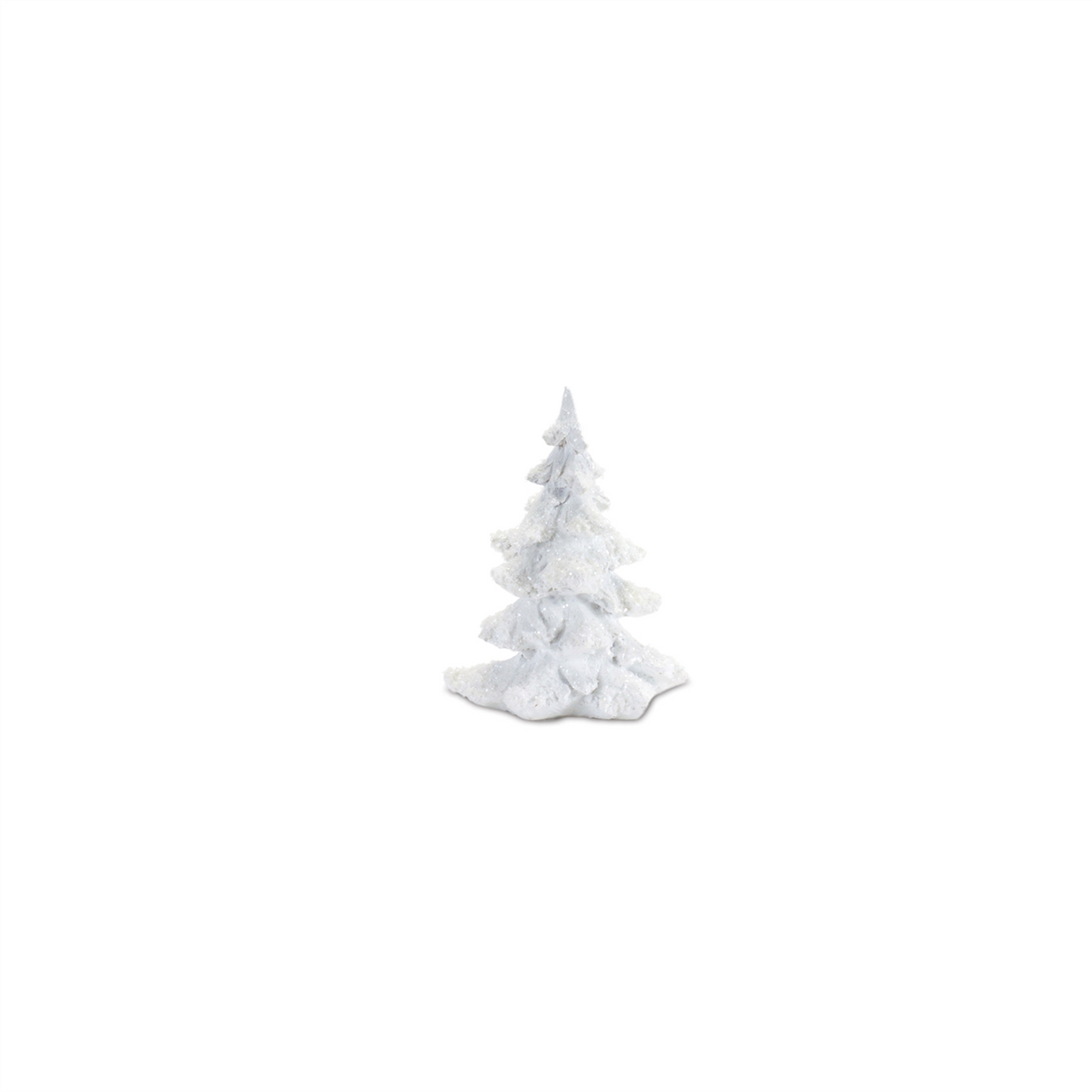 Flocked White Pine Tree with Carved Design (Set of 4) -Ship Only