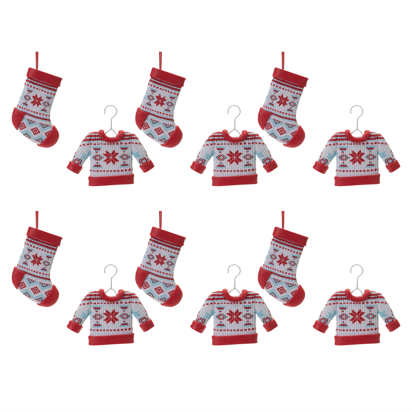 Nordic Stocking and Sweater Ornament (Set of 12) -Ship Only