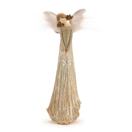 Glittered Angel with Feather Wings (Set of 2) -Ship Only