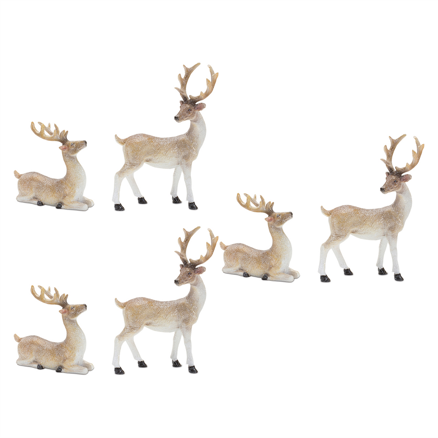 Mini Glittered Holiday Deer Figurine (Set of 6) -Ship Only
