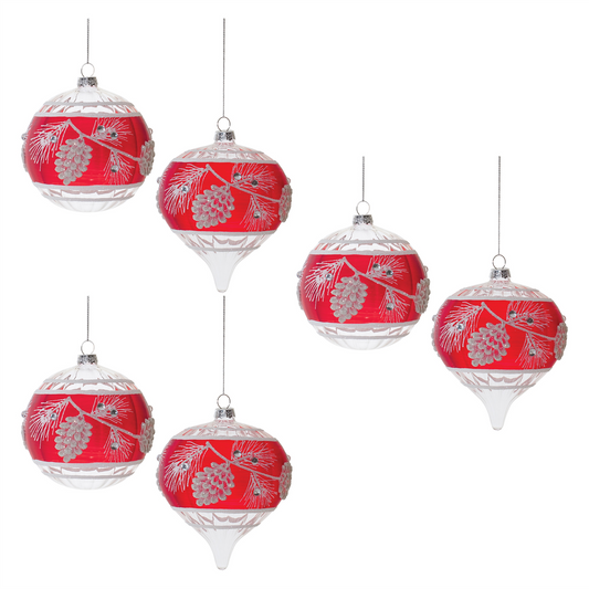 Ornament (Set of 6) 4"D, 5"H Glass -Ship Only