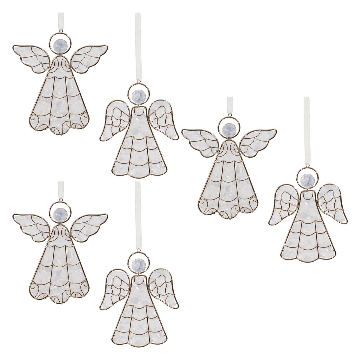Angel Ornament (Set of 6) 5”H Plastic/Metal -Ship Only