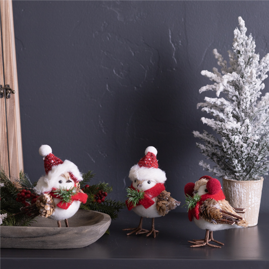 Winter Bird Shelf Sitter with Natural Accents (Set of 12) -Ship Only