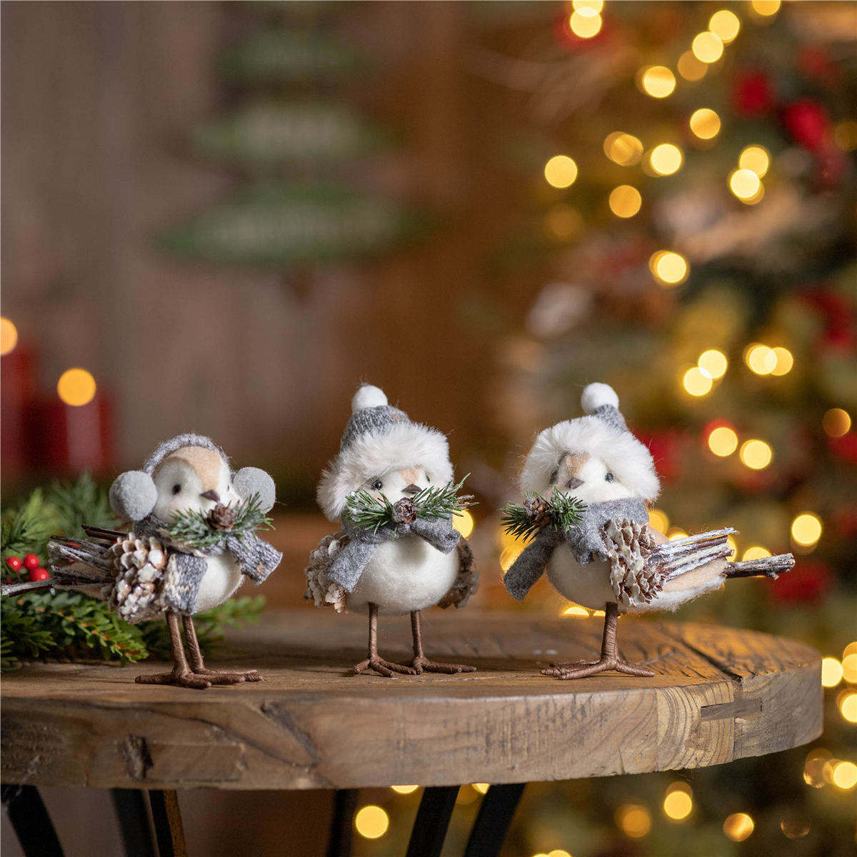 Winter Bird Shelf Sitter with Natural Accents (Set of 12) -Ship Only
