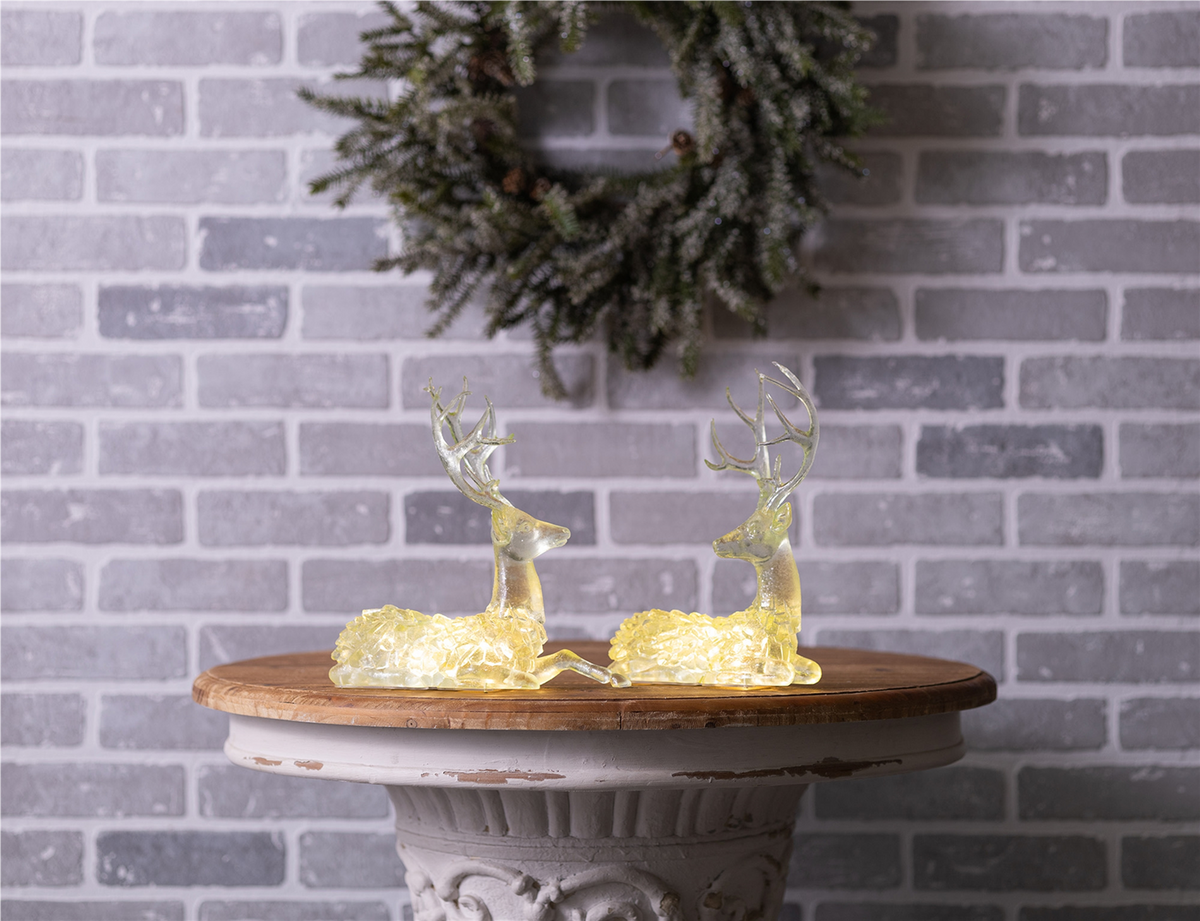 Deer (Set of 2) 10”H Resin 2 AAA Batteries, Not Included -Ship Only