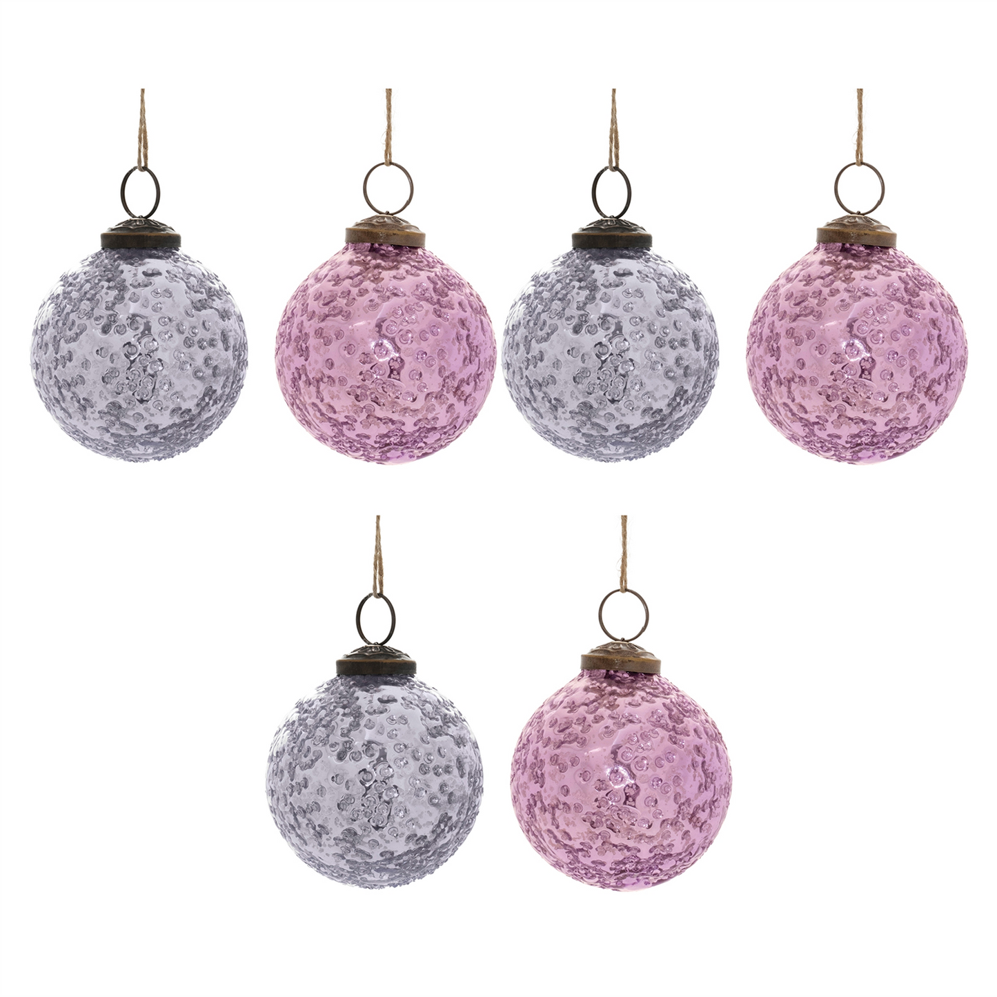Distressed Glass Ball Ornament (Set of 6) -Ship Only