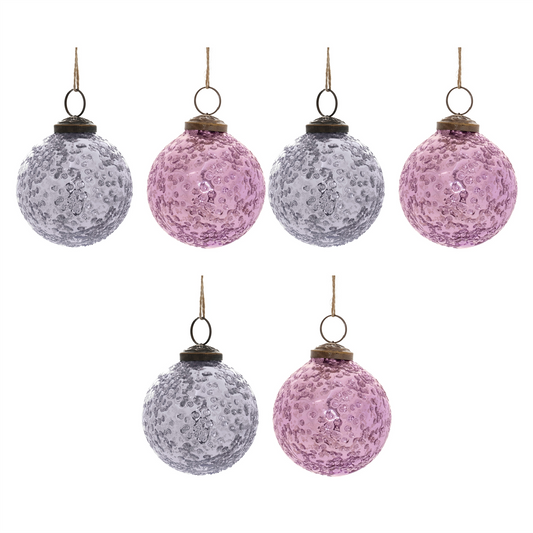 Distressed Glass Ball Ornament (Set of 6) -Ship Only