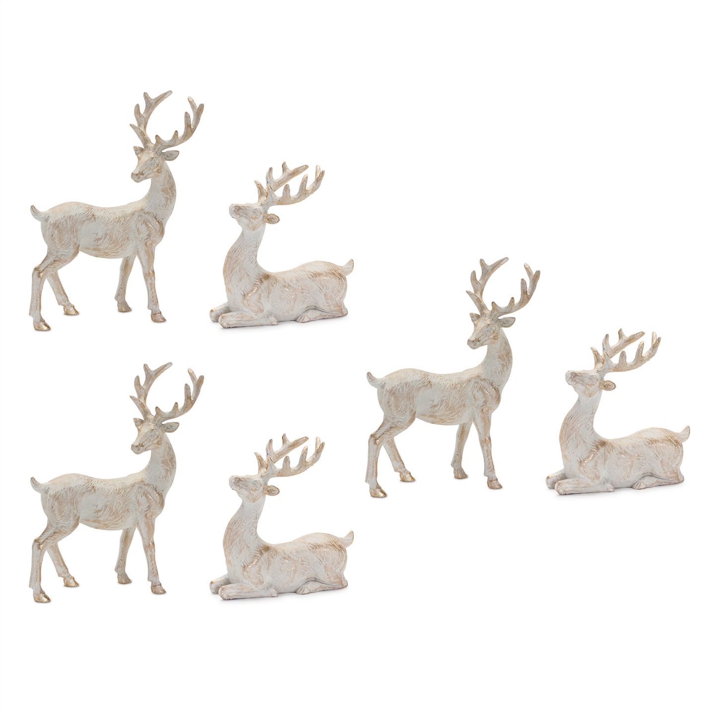 Brushed Gold Holiday Deer Figurine (Set of 6) -Ship Only