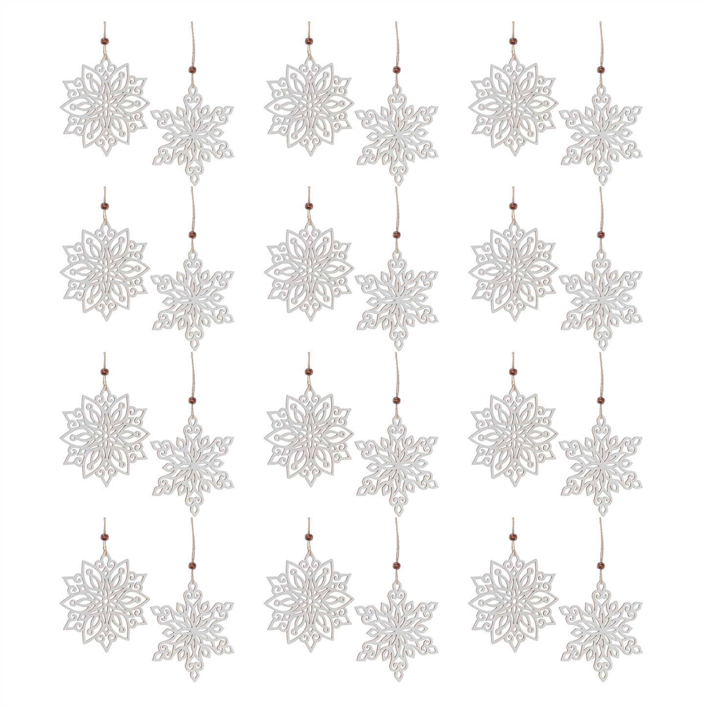 Snowflake Ornament (Set of 24) 5”H Wood -Ship Only