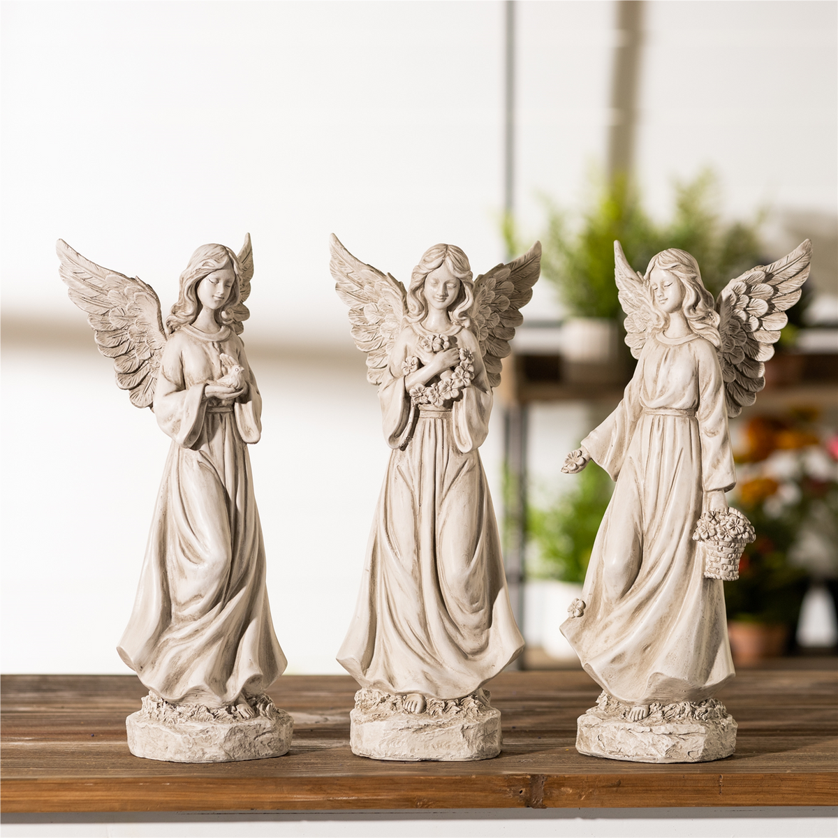 Floral Angel Statue (Set of 3) -Ship Only