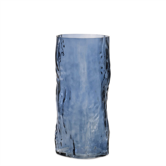 Blue Wavy Glass Vase (Set of 2) -Ship Only