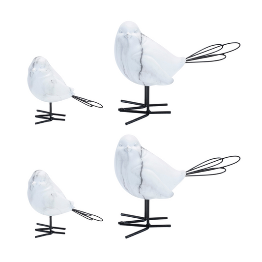Bird (Set of 4) 3.75"H, 5.5"H Resin/Wire -Ship Only