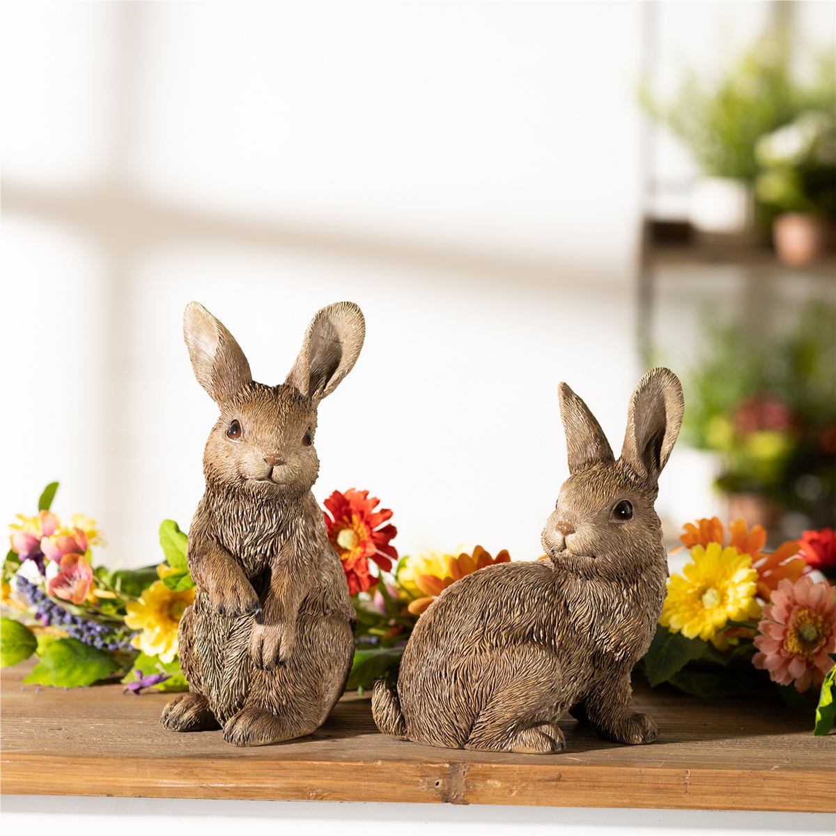 Garden Bunny Rabbit Figurine (Set of 2) -Ship Only