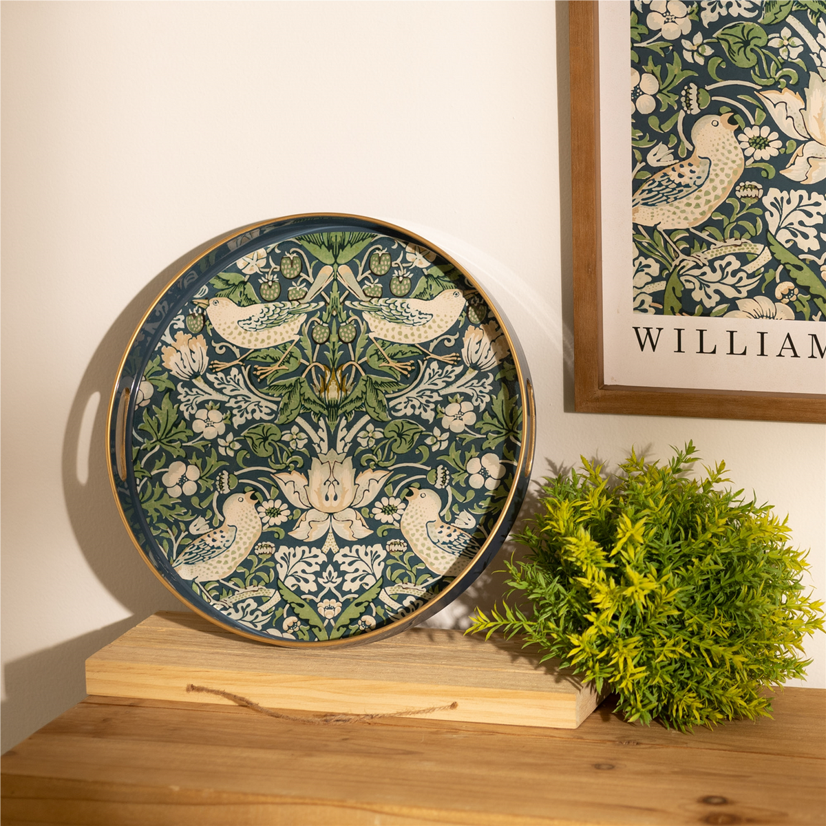 Round William Morris Tray 13.5"D -Ship Only