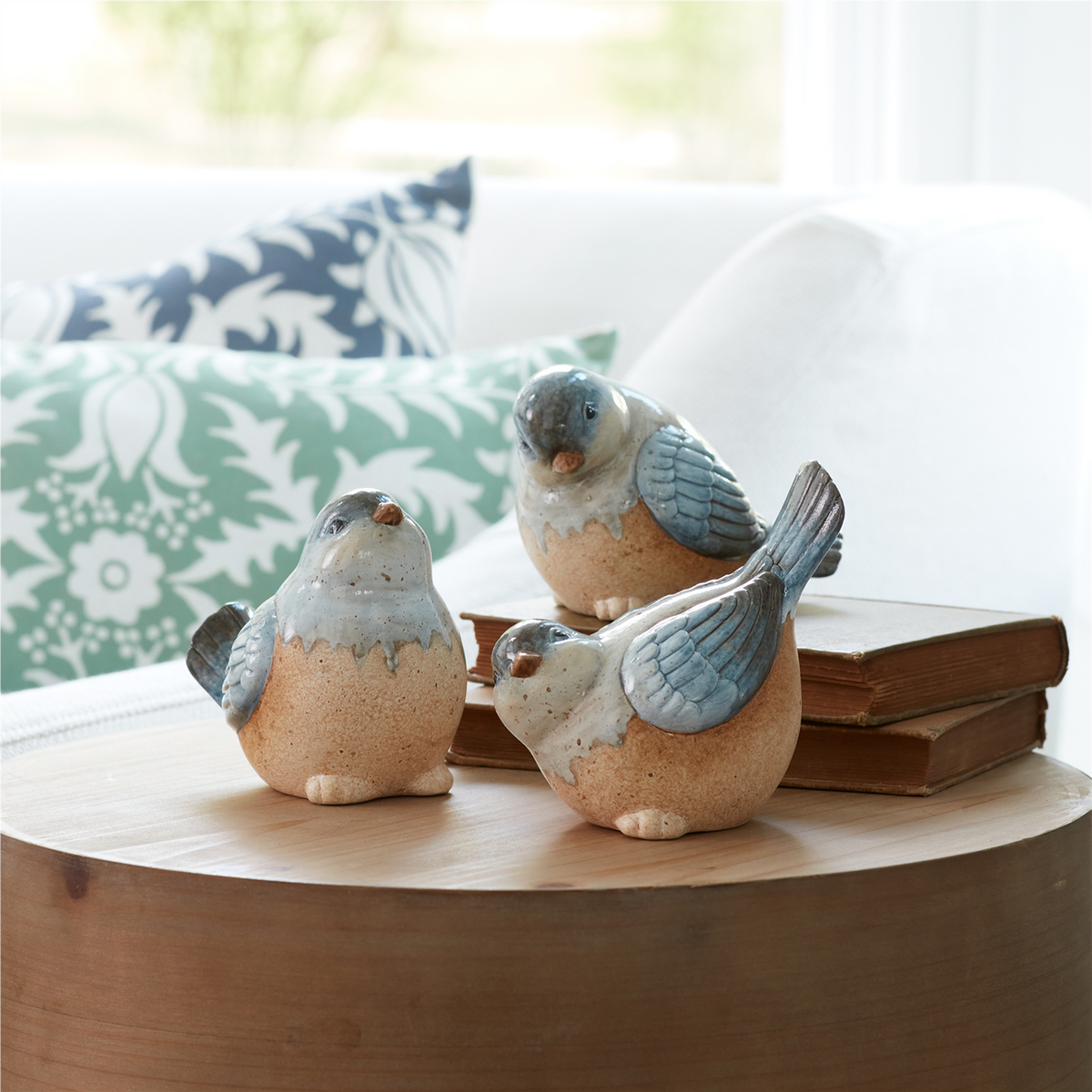 Ceramic Bird Figurines with Unglazed Accents (Set of 3) -Ship Only