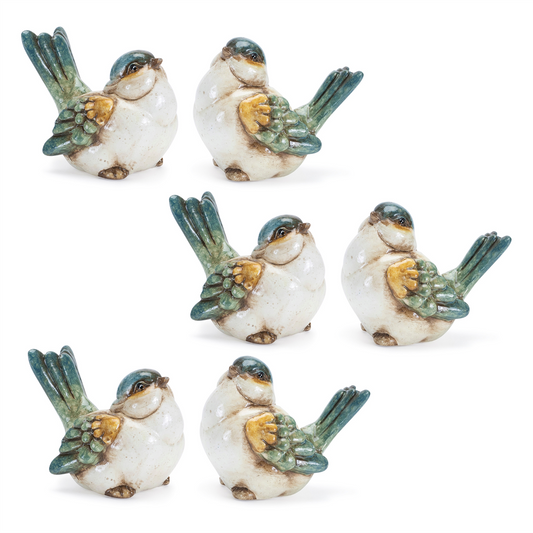 Terra Cotta Bird Figurine (Set of 6) -Ship Only