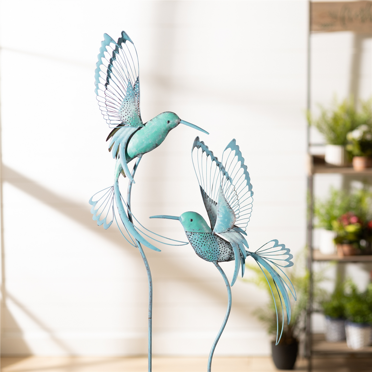 Iron Metal Hummingbird Garden Stake (Set of 2) -Ship Only