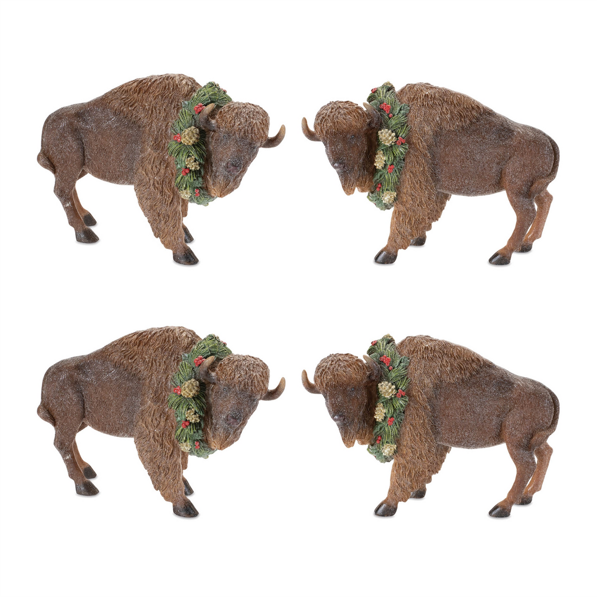 Bison (Set of 4) 8.5"L x 5.5"H Resin -Ship Only