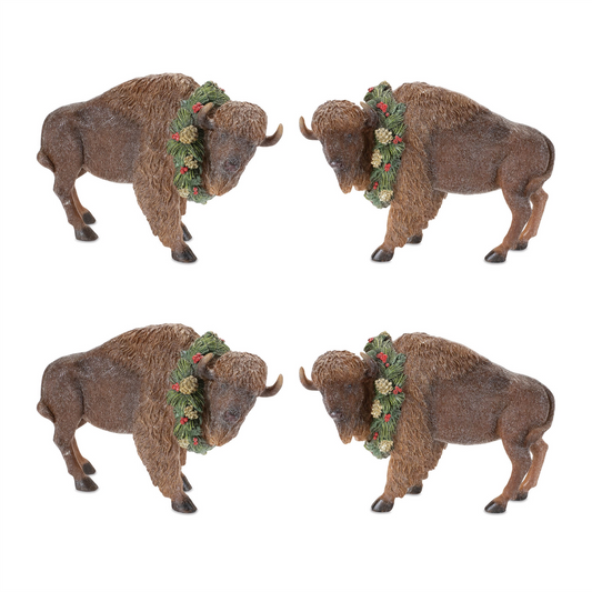 Bison (Set of 4) 8.5"L x 5.5"H Resin -Ship Only