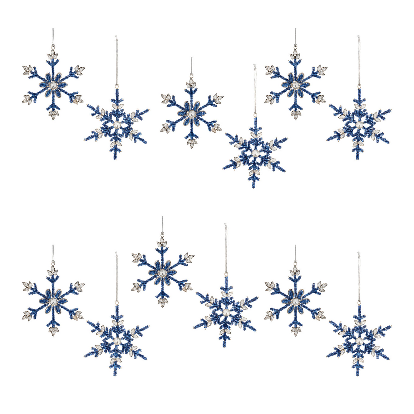 Beaded Metal Snowflake Ornament (Set of 12)