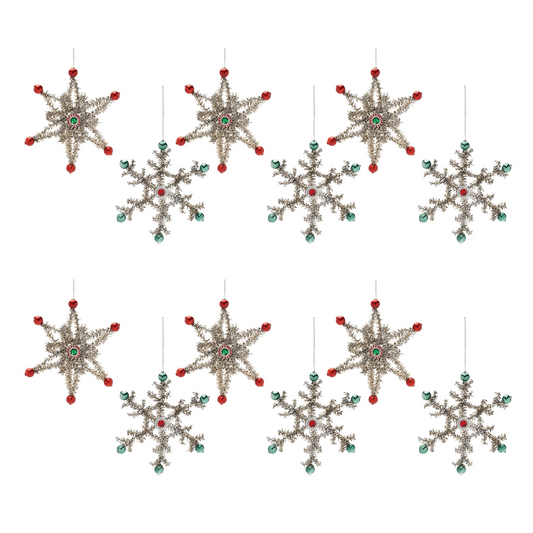 Jeweled Tinsel Snowflake Ornament (Set of 12) -Ship Only