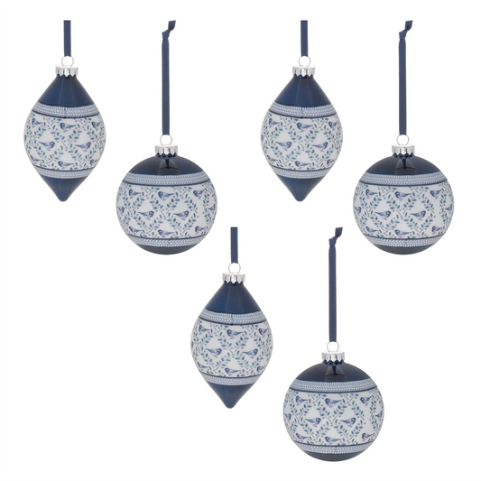 Ornament (Set of 6) 4"D, 5.75"H Glass -Ship Only