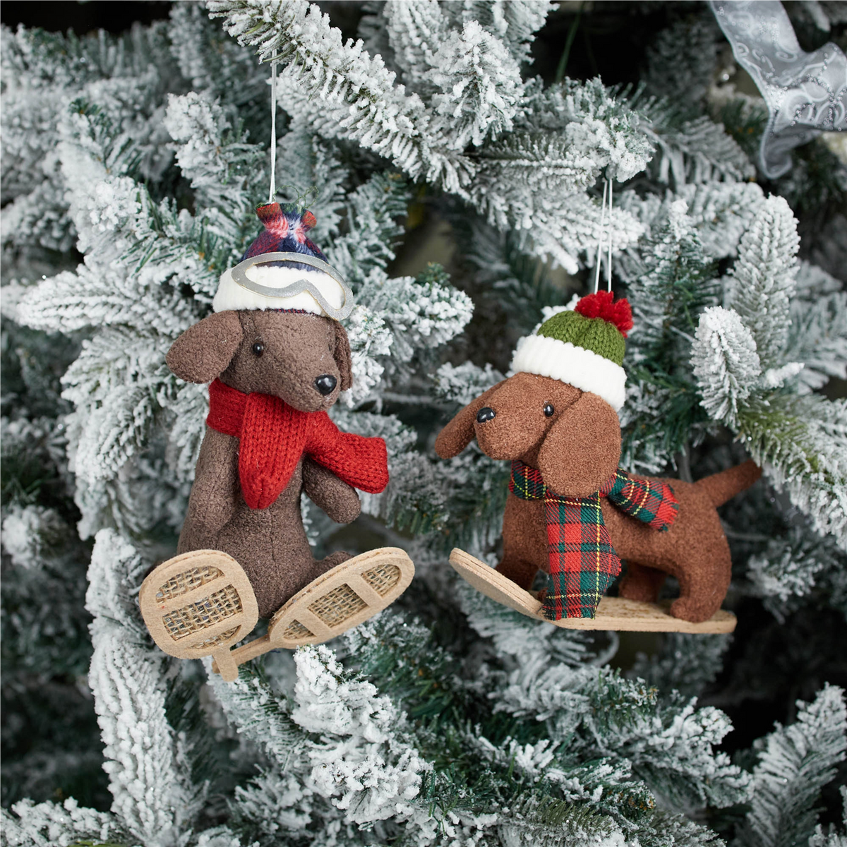 Plush Ski and Snowboard Dog Ornament (Set of 6) -Ship Only
