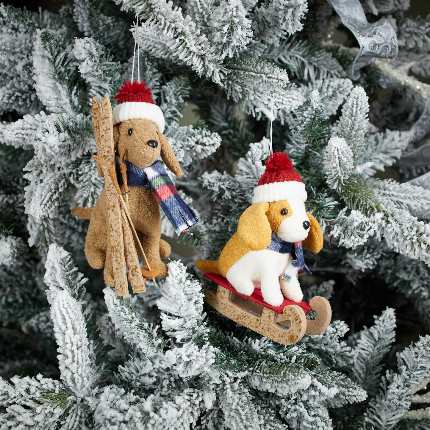 Plush Ski and Sled Dog Ornament (Set of 6) -Ship Only