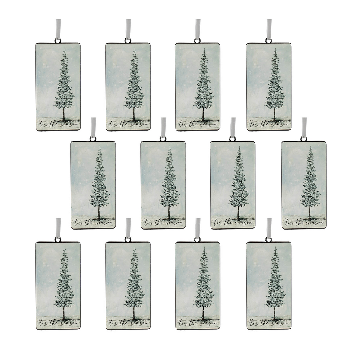 Tis the Season Pine Tree Ornament (Set of 12)